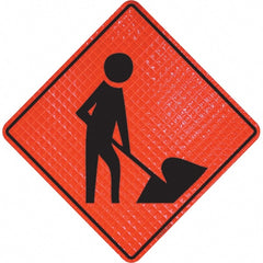 PRO-SAFE - Worker Digging, 36" Wide x 36" High Vinyl Traffic Control Sign - Apex Tool & Supply