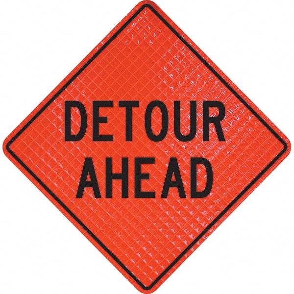 PRO-SAFE - "Detour Ahead," 36" Wide x 36" High Vinyl Traffic Control Sign - Apex Tool & Supply