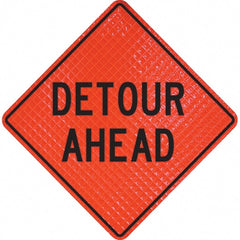 PRO-SAFE - "Detour Ahead," 36" Wide x 36" High Vinyl Traffic Control Sign - Apex Tool & Supply