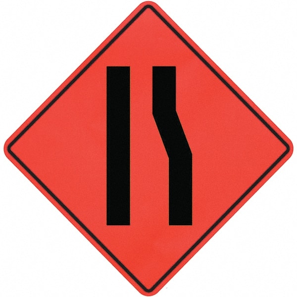 PRO-SAFE - Lanes Merging Left, 36" Wide x 36" High Vinyl Traffic Control Sign - Apex Tool & Supply