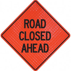 PRO-SAFE - "Road Closed Ahead," 48" Wide x 48" High Vinyl Traffic Control Sign - Apex Tool & Supply