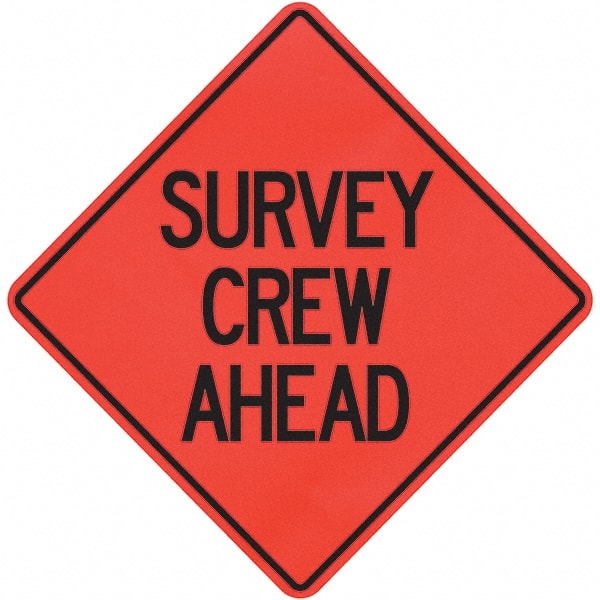 PRO-SAFE - "Survey Crew Ahead," 36" Wide x 36" High Vinyl Traffic Control Sign - Apex Tool & Supply