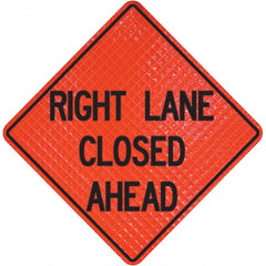 PRO-SAFE - "Right Lane Closed Ahead," 48" Wide x 48" High Vinyl Traffic Control Sign - Apex Tool & Supply