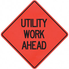 PRO-SAFE - "Utility Work Ahead," 36" Wide x 36" High Vinyl Traffic Control Sign - Apex Tool & Supply