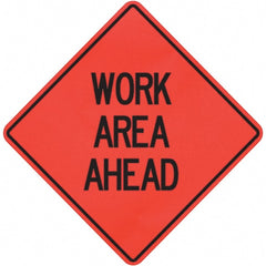 PRO-SAFE - "Work Area Ahead," 36" Wide x 36" High Vinyl Traffic Control Sign - Apex Tool & Supply