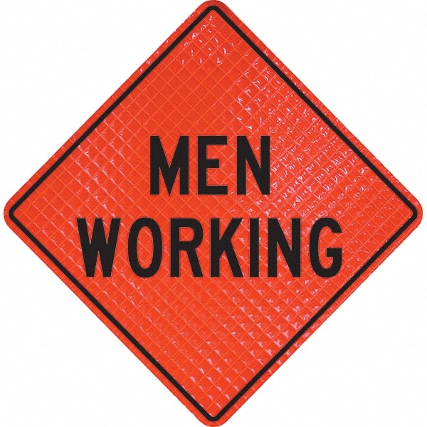 PRO-SAFE - "Men Working," 36" Wide x 36" High Vinyl Traffic Control Sign - Apex Tool & Supply