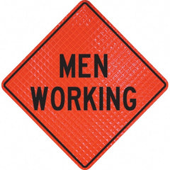 PRO-SAFE - "Men Working," 36" Wide x 36" High Vinyl Traffic Control Sign - Apex Tool & Supply
