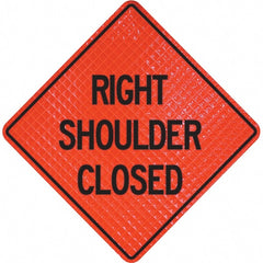 PRO-SAFE - "Right Shoulder Closed," 48" Wide x 48" High Vinyl Traffic Control Sign - Apex Tool & Supply