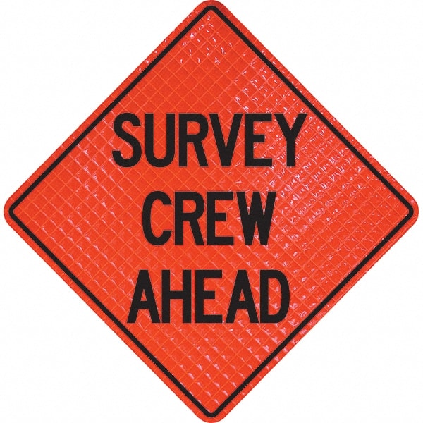 PRO-SAFE - "Survey Crew Ahead," 36" Wide x 36" High Vinyl Traffic Control Sign - Apex Tool & Supply