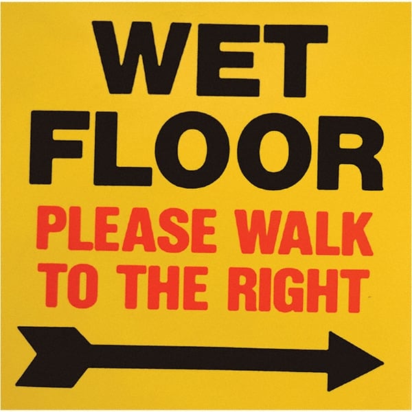 PRO-SAFE - Wet Floor Walk To The Right, 8" Wide x 8" High, Polypropylene Square Floor Sign - Apex Tool & Supply