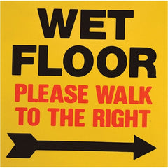 PRO-SAFE - Wet Floor Walk To The Right, 8" Wide x 8" High, Polypropylene Square Floor Sign - Apex Tool & Supply