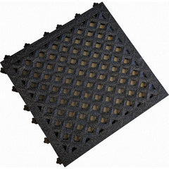 Value Collection - 18" Long x 18" Wide x 1" Thick, Anti-Fatigue Modular Matting Anti-Fatigue Flooring - 2 Interlocking Sides, Black, For Dry & Wet Areas - Apex Tool & Supply