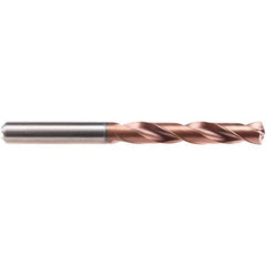 Emuge - 12.8mm 140° Solid Carbide Jobber Drill - AlCrN Finish, Right Hand Cut, Spiral Flute, Cylindrical Shank, 124mm OAL, Four Facet Point - Apex Tool & Supply