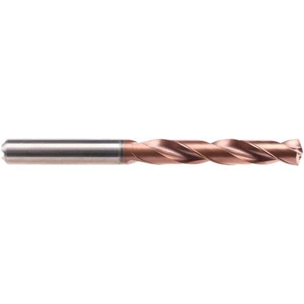 Emuge - 4.45mm 140° Solid Carbide Jobber Drill - AlCrN Finish, Right Hand Cut, Spiral Flute, Cylindrical Shank, 74mm OAL, Four Facet Point - Apex Tool & Supply