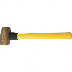 American Hammer - 3-1/2 Lb Brass Nonsparking Hammer - 16" OAL, 3-1/2" Head Length, 2" Face Diam, 14" Fiberglass with Grip Handle - Apex Tool & Supply