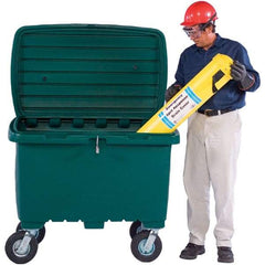 UltraTech - 15 Cu Ft, 350 Lb Load Capacity Green Polyethylene Tote Container - 48" Long x 31" Wide x 41.8" High, Lid Included - Apex Tool & Supply