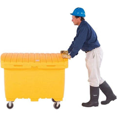 UltraTech - 15 Cu Ft, 350 Lb Load Capacity Safety Orange Polyethylene Tote Container - 48" Long x 31" Wide x 41.8" High, Lid Included - Apex Tool & Supply