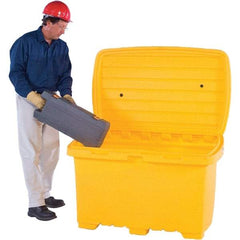UltraTech - 15 Cu Ft, 350 Lb Load Capacity Yellow Polyethylene Tote Container - 48" Long x 31" Wide x 41.8" High, Lid Included - Apex Tool & Supply