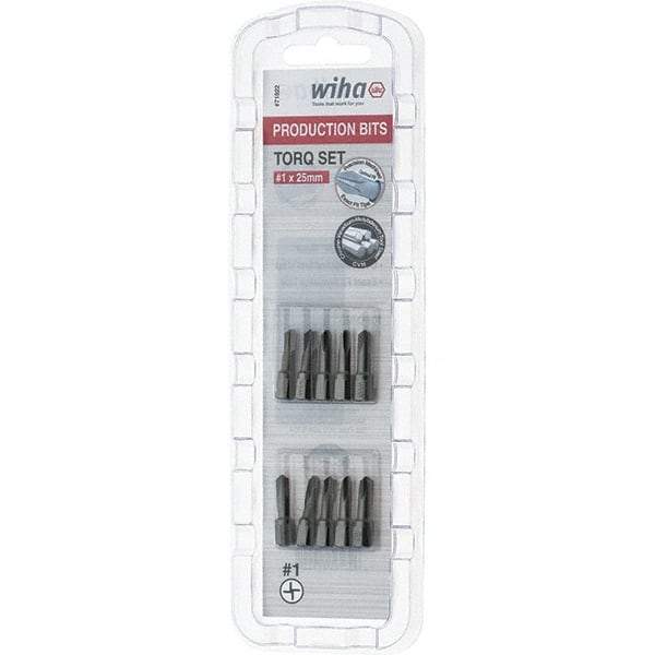 Wiha - 1/4" Drive, #1 Torq-Set Screwdriver Bit - 1" OAL - Apex Tool & Supply
