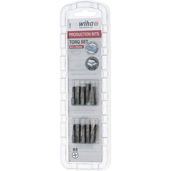 Wiha - 1/4" Drive, #4 Torq-Set Screwdriver Bit - 1" OAL - Apex Tool & Supply