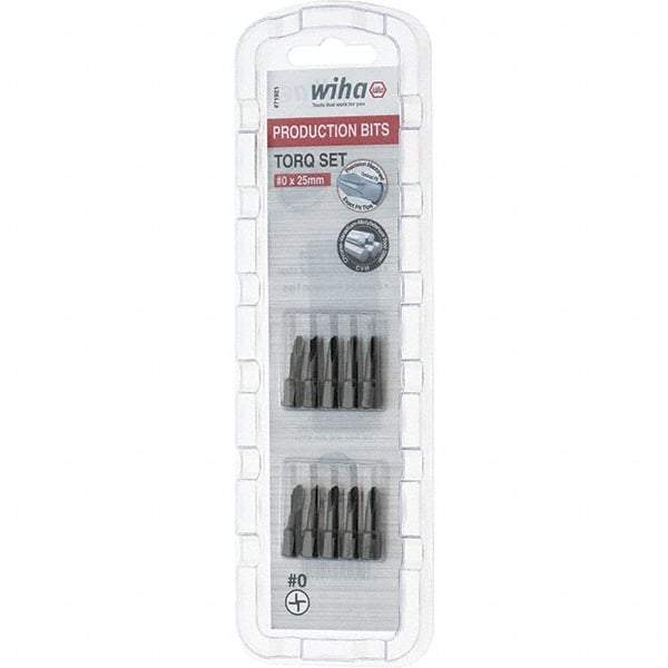 Wiha - 1/4" Drive, #0 Torq-Set Screwdriver Bit - 1" OAL - Apex Tool & Supply