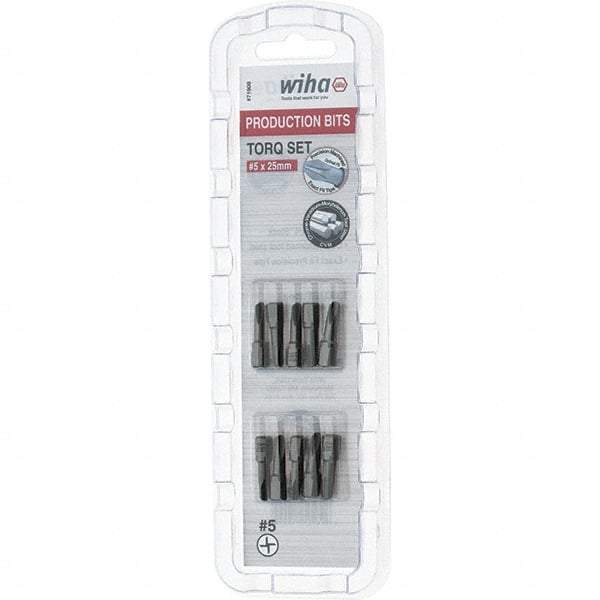 Wiha - 1/4" Drive, #5 Torq-Set Screwdriver Bit - 1" OAL - Apex Tool & Supply