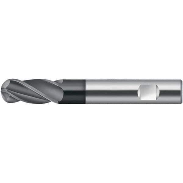 Walter-Prototyp - 8mm Diam, 19mm LOC, 2 Flute Solid Carbide Ball End Mill - TiAlN Finish, 100mm OAL, 8mm Shank Diam - Apex Tool & Supply