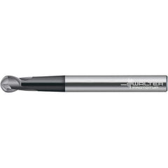 Walter-Prototyp - 8mm Diam, 9mm LOC, 2 Flute Solid Carbide Ball End Mill - TiAlN Finish, 100mm OAL, 8mm Shank Diam - Apex Tool & Supply