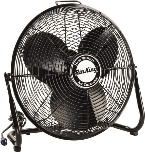 Air King - 18" Blade, 1/6 hp, 1,925, 2,575 & 3,400 CFM, Low Floor Stand Industrial Circulation Fan - Floor Stand, 110 Volts, 0.95/1.65 Amps, 3 Speed - Apex Tool & Supply