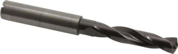 Guhring - 8.1mm 140° Spiral Flute Solid Carbide Screw Machine Drill Bit - FIREX Finish, Right Hand Cut, 47mm Flute Length, 89mm OAL, SU Point, Straight Shank, Through Coolant - Apex Tool & Supply