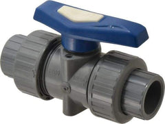 Simtech - 3/4" Pipe, Full Port, CPVC True Union Design Ball Valve - Inline - Two Way Flow, FNPT x FNPT (with Socket Adapter) Ends, Tee Handle, 232 WOG - Apex Tool & Supply