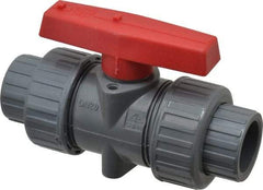 Simtech - 3/4" Pipe, Full Port, CPVC True Union Design Ball Valve - Inline - Two Way Flow, FNPT x FNPT (with Socket Adapter) Ends, Tee Handle, 232 WOG - Apex Tool & Supply