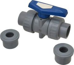Simtech - 1" Pipe, Full Port, CPVC True Union Design Ball Valve - Inline - Two Way Flow, FNPT x FNPT (with Socket Adapter) Ends, Tee Handle, 232 WOG - Apex Tool & Supply