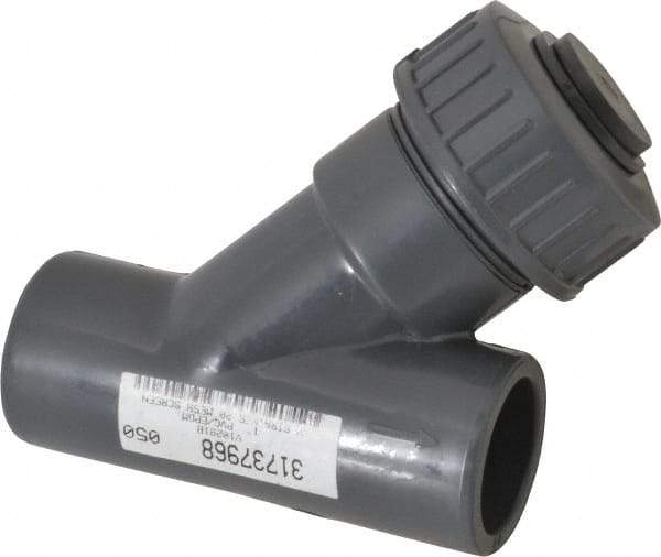 Simtech - 1" Pipe, Socket Ends, PVC Y-Strainer - 150 psi Pressure Rating - Apex Tool & Supply