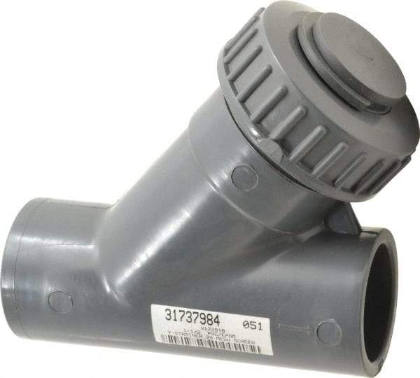 Simtech - 1-1/2" Pipe, Socket Ends, PVC Y-Strainer - 90 psi Pressure Rating - Apex Tool & Supply
