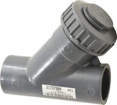 Simtech - 1-1/2" Pipe, Socket Ends, PVC Y-Strainer - 90 psi Pressure Rating - Apex Tool & Supply