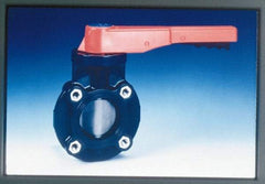 Simtech - 4" Pipe, Wafer Butterfly Valve - Lever Handle, PVC Body, Viton Seat, 150 WOG, Polypropylene Disc, Stainless Steel Stem - Apex Tool & Supply