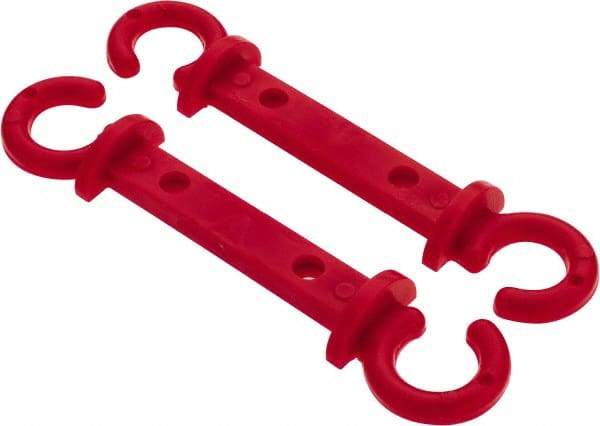 PRO-SAFE - 1/4" High x 1" Long x 2" Wide Barrier Connecting Link - Celcon, Celcon Finish, Red, Use with Plastic Chain - Apex Tool & Supply