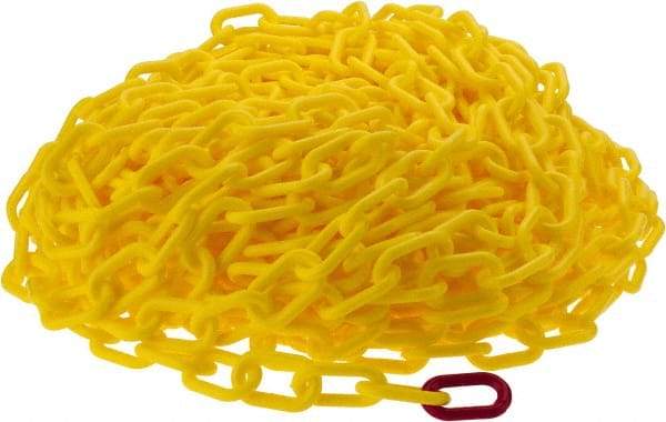 PRO-SAFE - 100' Long x 2" Wide Plastic Heavy-Duty Chain - Yellow - Apex Tool & Supply