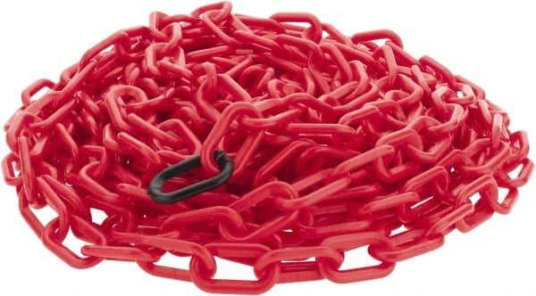 PRO-SAFE - 50' Long x 2" Wide Plastic Chain - Red - Apex Tool & Supply