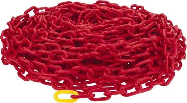 PRO-SAFE - 100' Long x 2" Wide Plastic Heavy-Duty Chain - Red - Apex Tool & Supply