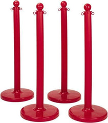 PRO-SAFE - 41" High, 3" Pole Diam, Warning Post - 16" Base Diam, Round Plastic Base, Red Plastic Post, For Outdoor Use - Apex Tool & Supply