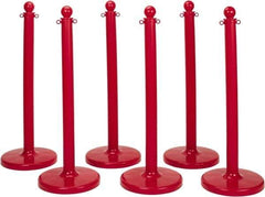 PRO-SAFE - 40" High, 2-1/2" Pole Diam, Warning Post - 14" Base Diam, Round Plastic Base, Red Plastic Post, For Outdoor Use - Apex Tool & Supply