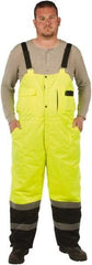 Utility Pro Wear - Size 5XL, Black/Yellow, Snap, Cold Weather Bib Overall - Polyester, Teflon, 5 Pockets, Teflon Fabric Protector, Adjustable Straps, Zipper/Snap Bottom - Apex Tool & Supply