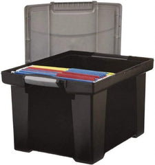 Storex - 1 Compartment, 18-1/2" Wide x 10-7/8" High x 14-1/4" Deep, Portable Storage Box - Plastic, Black/Silver - Apex Tool & Supply
