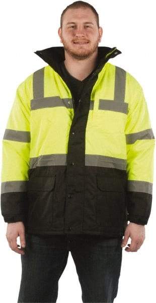 Utility Pro Wear - Size 3XL Cold Weather & High Visibility Parka - Yellow, Polyester & Teflon, Zipper, Snaps Closure - Apex Tool & Supply