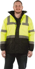 Utility Pro Wear - Size 3XL Cold Weather & High Visibility Parka - Yellow, Polyester & Teflon, Zipper, Snaps Closure - Apex Tool & Supply