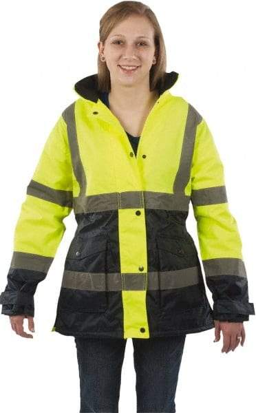 Utility Pro Wear - Size XL Cold Weather & High Visibility Parka - Yellow, Polyester & Teflon, Zipper, Snaps Closure - Apex Tool & Supply