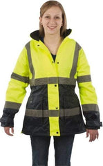 Utility Pro Wear - Size XL Cold Weather & High Visibility Parka - Yellow, Polyester & Teflon, Zipper, Snaps Closure - Apex Tool & Supply