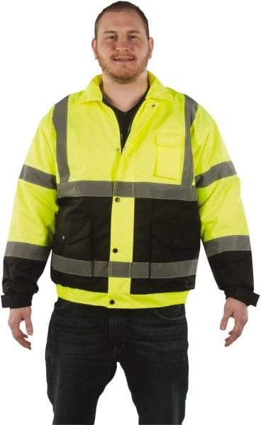 Utility Pro Wear - Size 4XL Cold Weather & High Visibility Jacket - Yellow, Polyester & Teflon, Zipper, Snaps Closure - Apex Tool & Supply